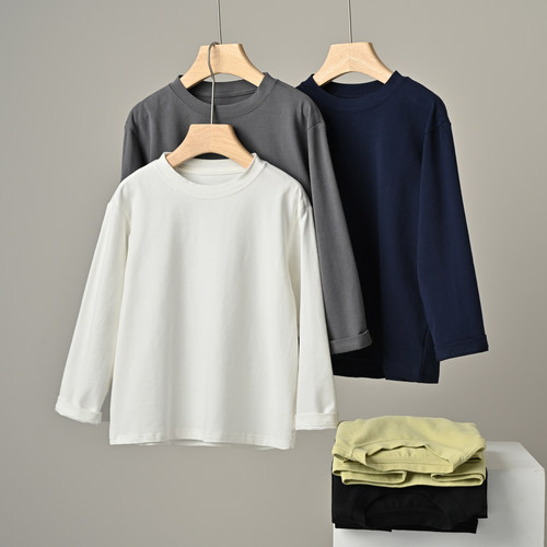 儿童基础款圆领长袖打底T恤衫秋