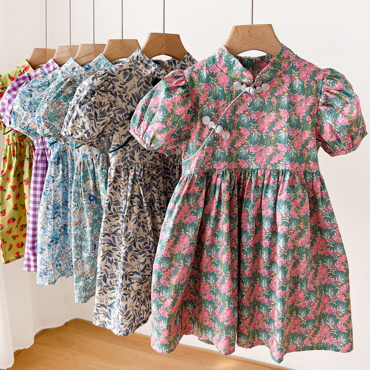 国风 儿童纯棉旗袍连衣裙 女童全棉泡泡袖公主裙 中大童 夏款童装,童装/婴儿装/亲子装,连衣裙,淘宝优惠券,粉丝福利购,淘宝优惠卷