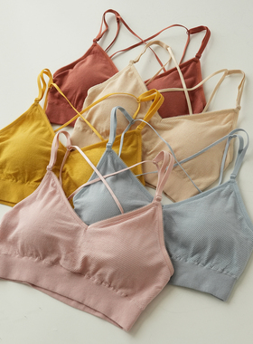 清库 女士无钢圈内衣 美背交叉式文胸 薄棉杯胸罩 四季款