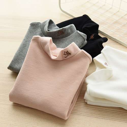 磨毛半高领长袖字母秋冬款打底衫