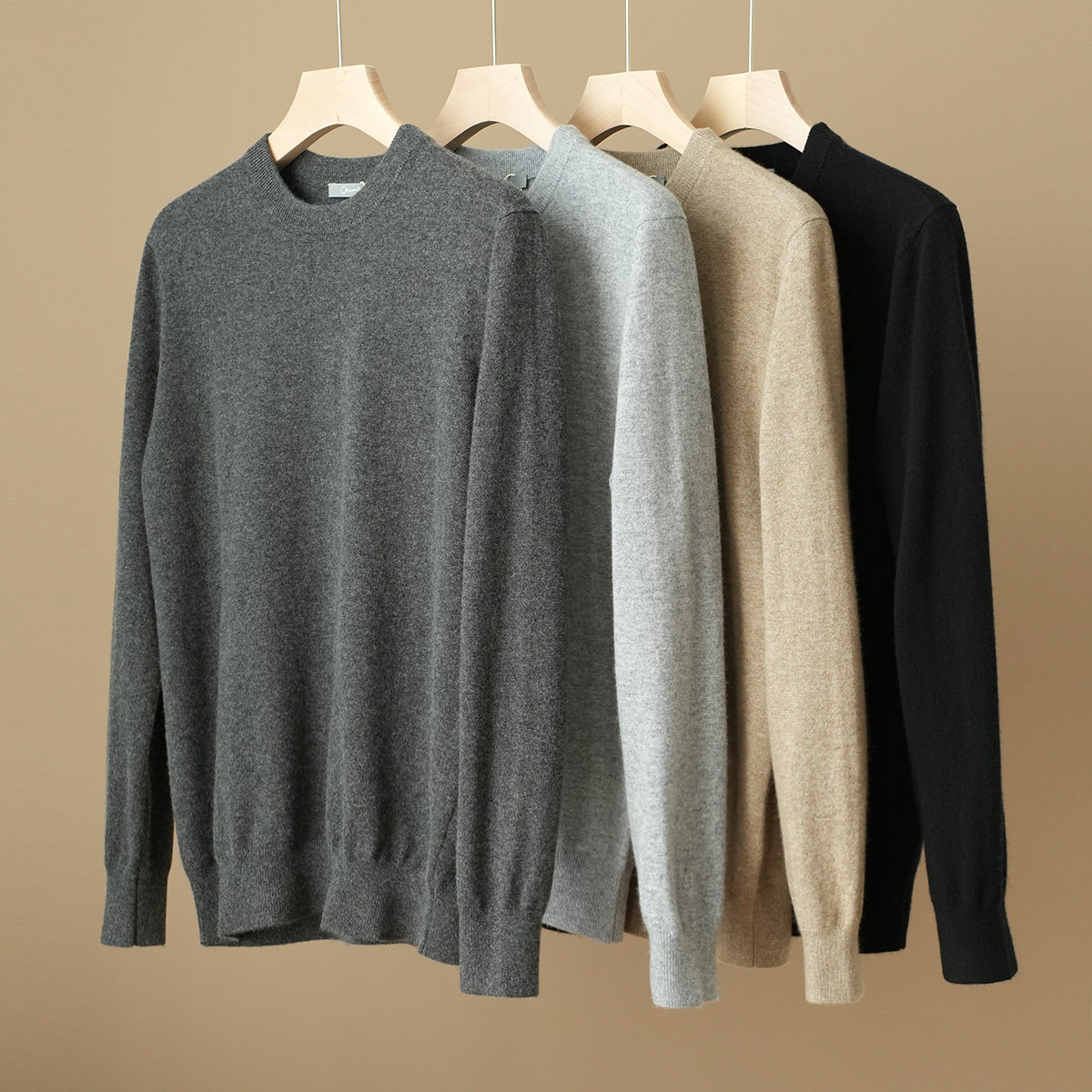 定制款 初冬款12针全羊绒26支双股圆领套头打底衫男士毛衣秋冬新