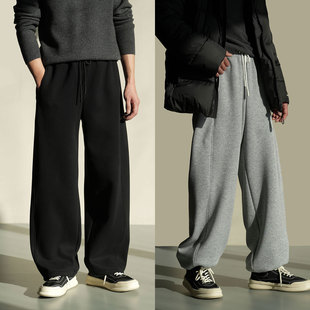 宽松款 青少年冬款 440g一体绒男士 休闲阔腿 加绒两穿卫裤 173以上