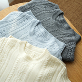 出清无补 冬款 26支双股 女士圆领麻花毛衣