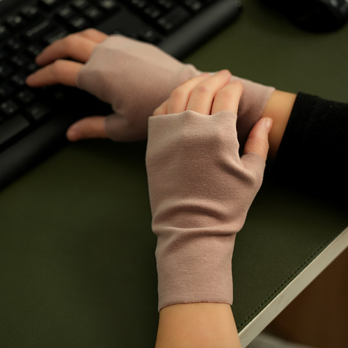 A类纯棉女士半指手套精梳棉秋冬