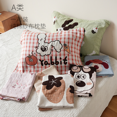 A类纯棉四层纱布枕垫枕巾