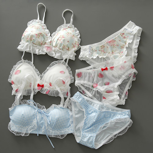 日系少女文胸套装三角内裤无钢圈