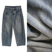棉质牛仔裤 秋款 弯刀裤 长裤 青年复古做旧宽松休闲裤 男士