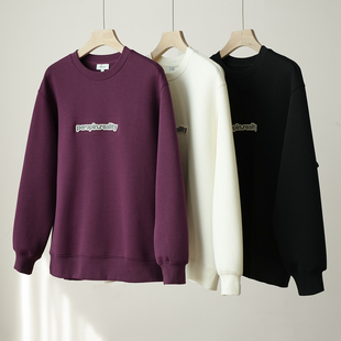 秋款 棉质宽松休闲套头打底衫 圆领立体字母印花厚实卫衣 男士