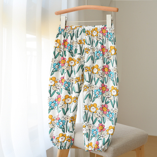 凉快的人棉裤子 儿童人造棉灯笼裤 女童绵绸空调裤 中大童 春夏款