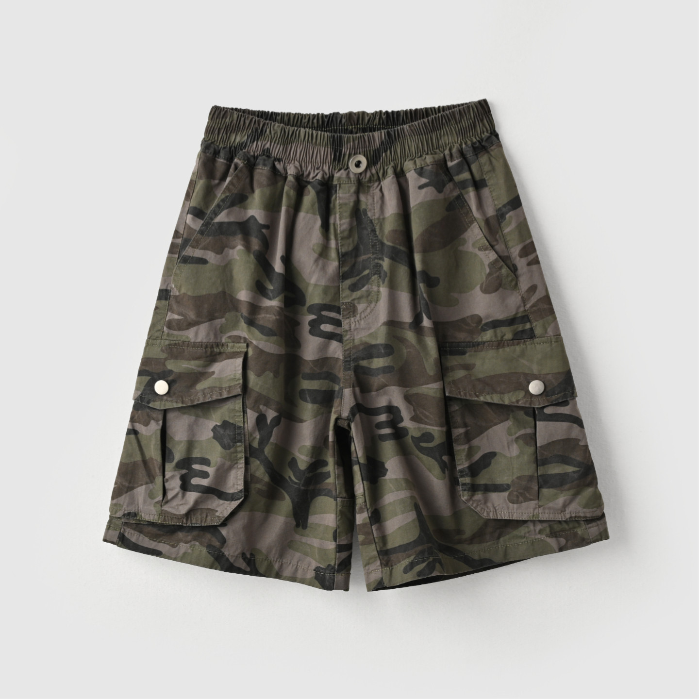 儿童全棉迷彩五分裤短裤 男童水洗棉大口袋工装风 中大童 170童装