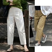 女装 抗皱柔肤棉 初秋款 通勤百搭显瘦中腰九分裤 女士纯色气球裤