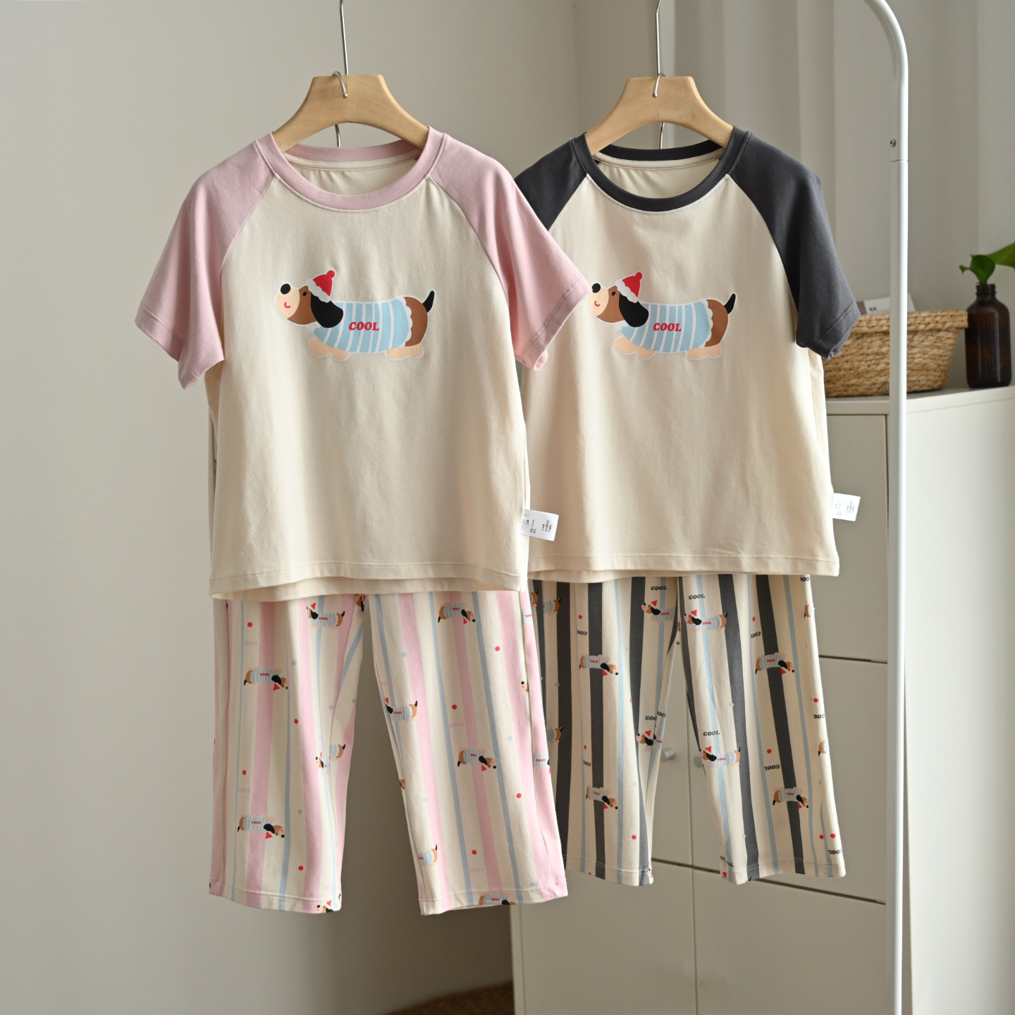 A类 莫代尔棉 儿童睡衣套装 男童女童卡通短袖长裤 170大童 夏款