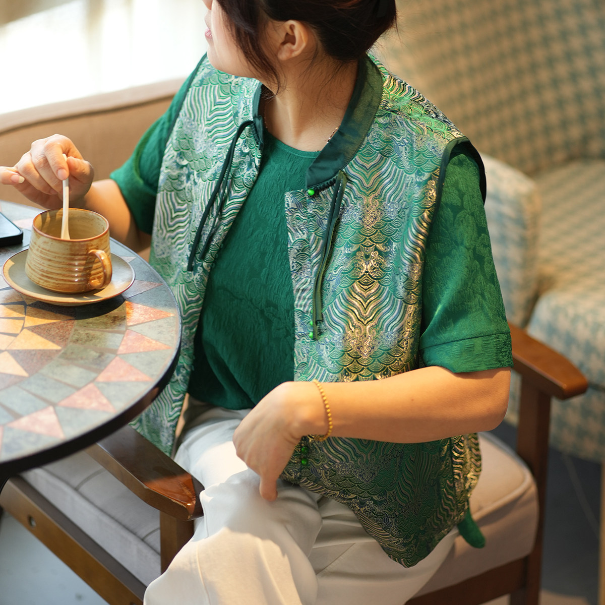 单件拍 新中式国风马甲女士圆领短袖 宽松衬衫 百搭T恤 夏款 女装,女装/女士精品,T恤,淘宝优惠券,粉丝福利购,淘宝优惠卷