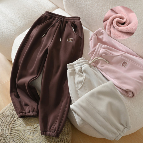 一体绒儿童加绒保暖卫裤