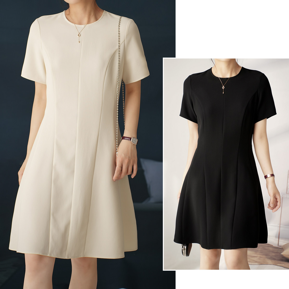 反季特 女士三醋酸连衣裙 收腰显瘦裙子A版小黑裙 夏款 女装,女装/女士精品,连衣裙,淘宝优惠券,粉丝福利购,淘宝优惠卷