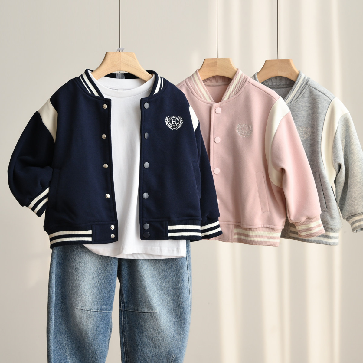 儿童撞色棒球服外套 男童女童款立领休闲开衫 上衣 春秋款,童装/婴儿装/亲子装,普通外套,淘宝优惠券,粉丝福利购,淘宝优惠卷