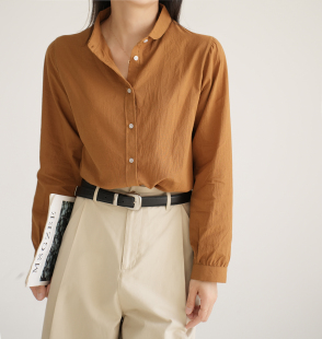 通勤全棉长袖 衬衣 简约风 软 女装 女士纯棉衬衫 春夏款 水洗棉纱