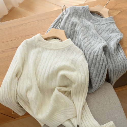 水沐良品女童美丽诺羊毛圆领毛衣