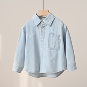 130儿童纯棉衬衫 童装 男童女童全棉翻领衬衣 春秋款 中小童开衫