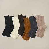 加厚保暖纯色袜 女士袜子 秋冬中筒含46羊毛袜 女袜子有弹力
