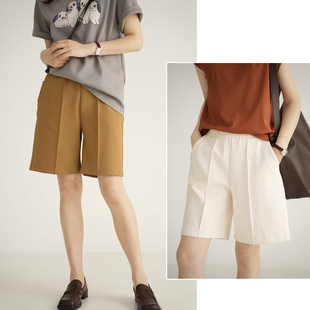 女士直筒薄款 女装 五分裤 夏款 纯色休闲中裤 通勤百搭短裤