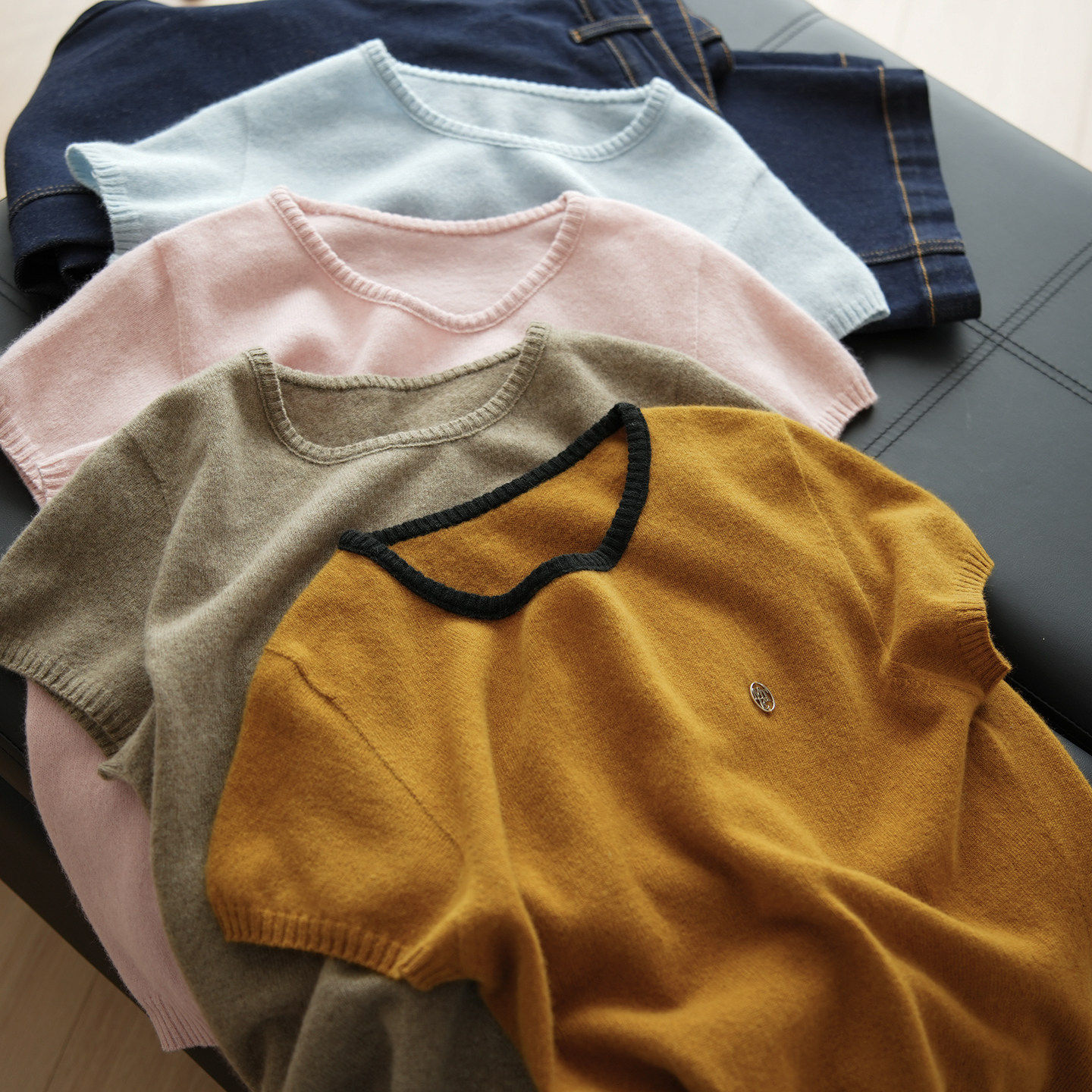 无补 女士圆领套头钉标短袖 纯色针织羊毛衫 春秋款 女装,女装/女士精品,毛衣,淘宝优惠券,粉丝福利购,淘宝优惠卷