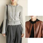 正肩长袖 打底衫 上衣 柔软弹力帽衫 女装 连帽T恤 春秋款 女士修身