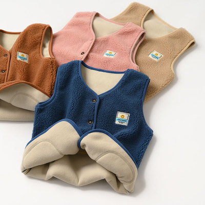 男童女童笑脸坎肩加厚马夹外套