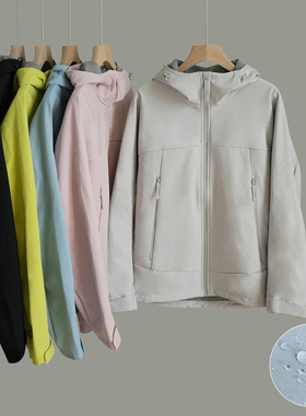 情侣款 男士复合一体绒保暖软壳衣 女士防泼水运动休闲外套 秋K