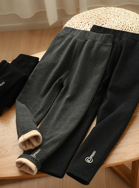 儿童双层加绒裤 女童刺绣弹力修身保暖打底裤长裤 170中大童 冬款