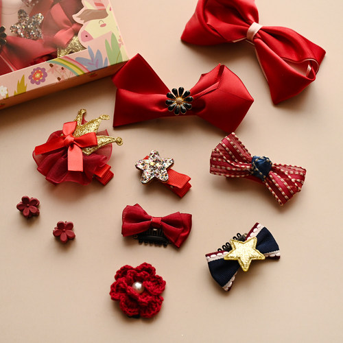 补货到 女童发饰礼盒 美美的蝴蝶结 儿童头花发夹 10件装