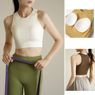 女装 健身系列 春秋款 女士运动背心bra一体瑜伽文胸 双层无缝一体
