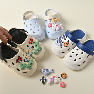 儿童卡通洞洞鞋 男童女童卡通包头防滑沙滩鞋 中大童 夏款 童鞋