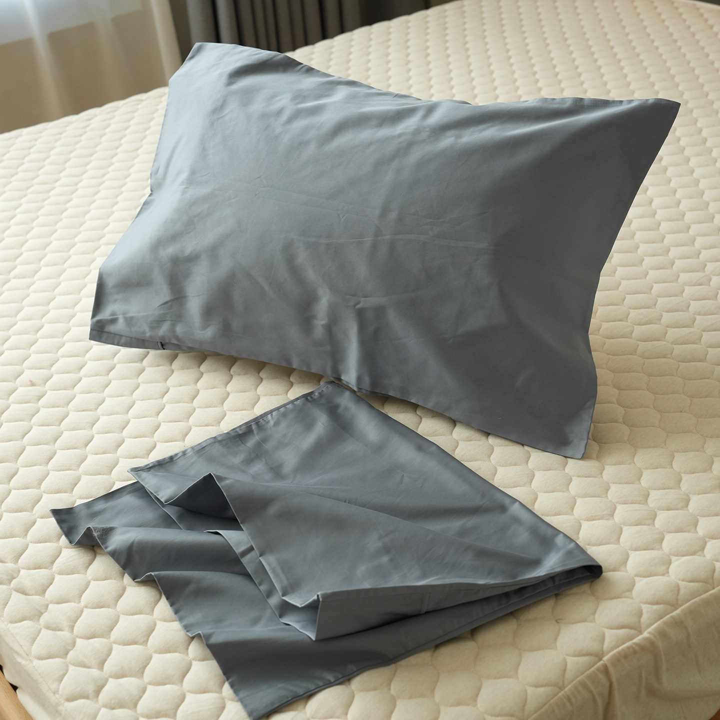 60支 纯棉贡缎枕套 一对装 全棉信封式枕头套 纯色简约大方床品