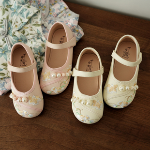 儿童绣花国风小皮鞋 女童中式汉服鞋 中大童软底单鞋 春夏款童鞋