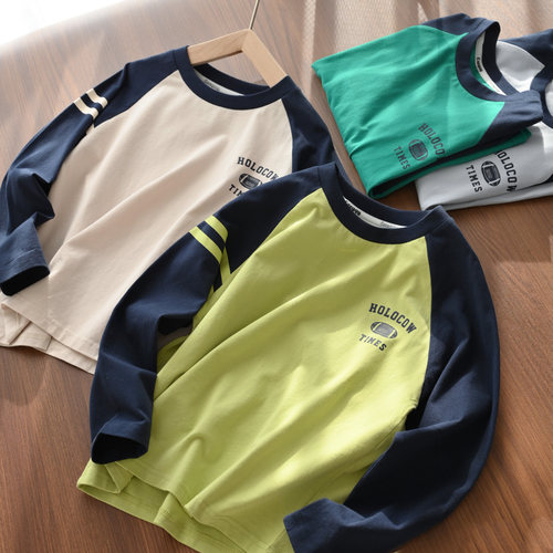 圆领休闲长袖纯棉儿童打底衫