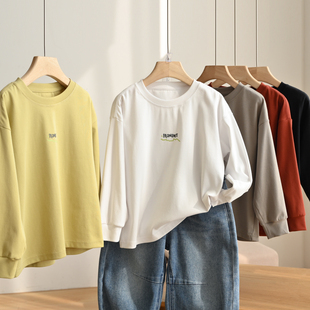 170码中大童 儿童纯棉圆领长袖 男童女童打底衫 T恤衫 春秋款童装