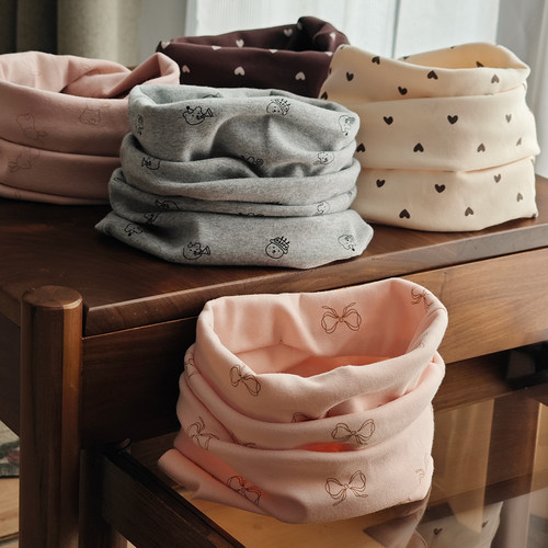 A类弹弹棉儿童保暖印花围巾脖套