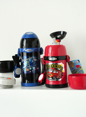 日本进口 儿童两用保温杯 学生304不锈钢大容量水杯450ML  600ML