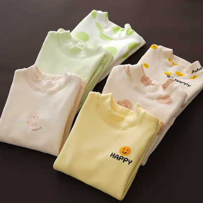 磨毛长袖儿童打底衫半高领T恤