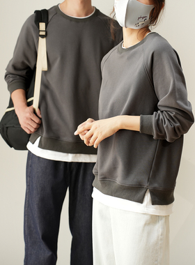 大童150-180码 纯棉插肩袖卫衣 男童女童假两件毛圈上衣 春秋款