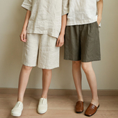 女士短裤 女装 通勤直筒四分裤 山东网店夏款 纯色中裤 14支全亚麻