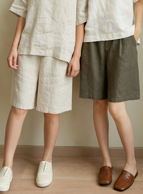 14支全亚麻 女士短裤 通勤直筒四分裤 纯色中裤 山东网店夏款女装