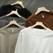 男士 春秋款 纯棉长袖 26支双纱精梳棉 T恤 圆领全棉基础打底衫 男装