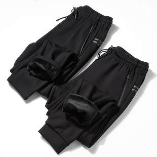 运动休闲裤 加绒卫裤 罗马面料复合chao柔水貂绒男士 散口收口两款