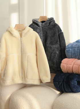 加厚500克儿童舒棉绒连帽外套男女童保暖上衣青少年可穿冬款童装