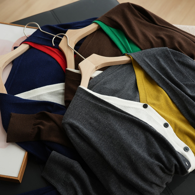 微瑕 特 无补 女士撞色假两件开衫