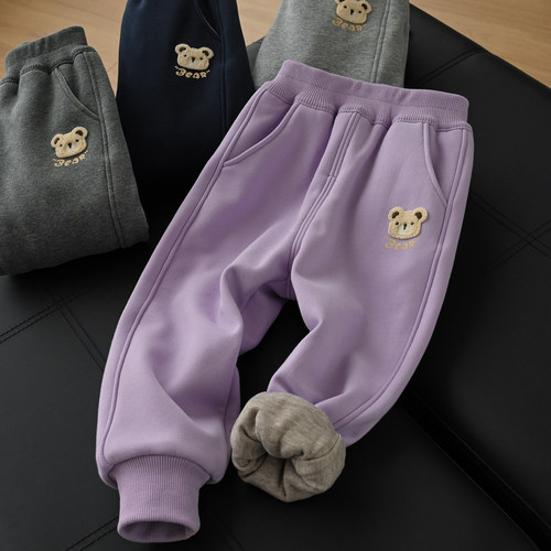 儿童双层加绒卫裤加厚保暖裤子