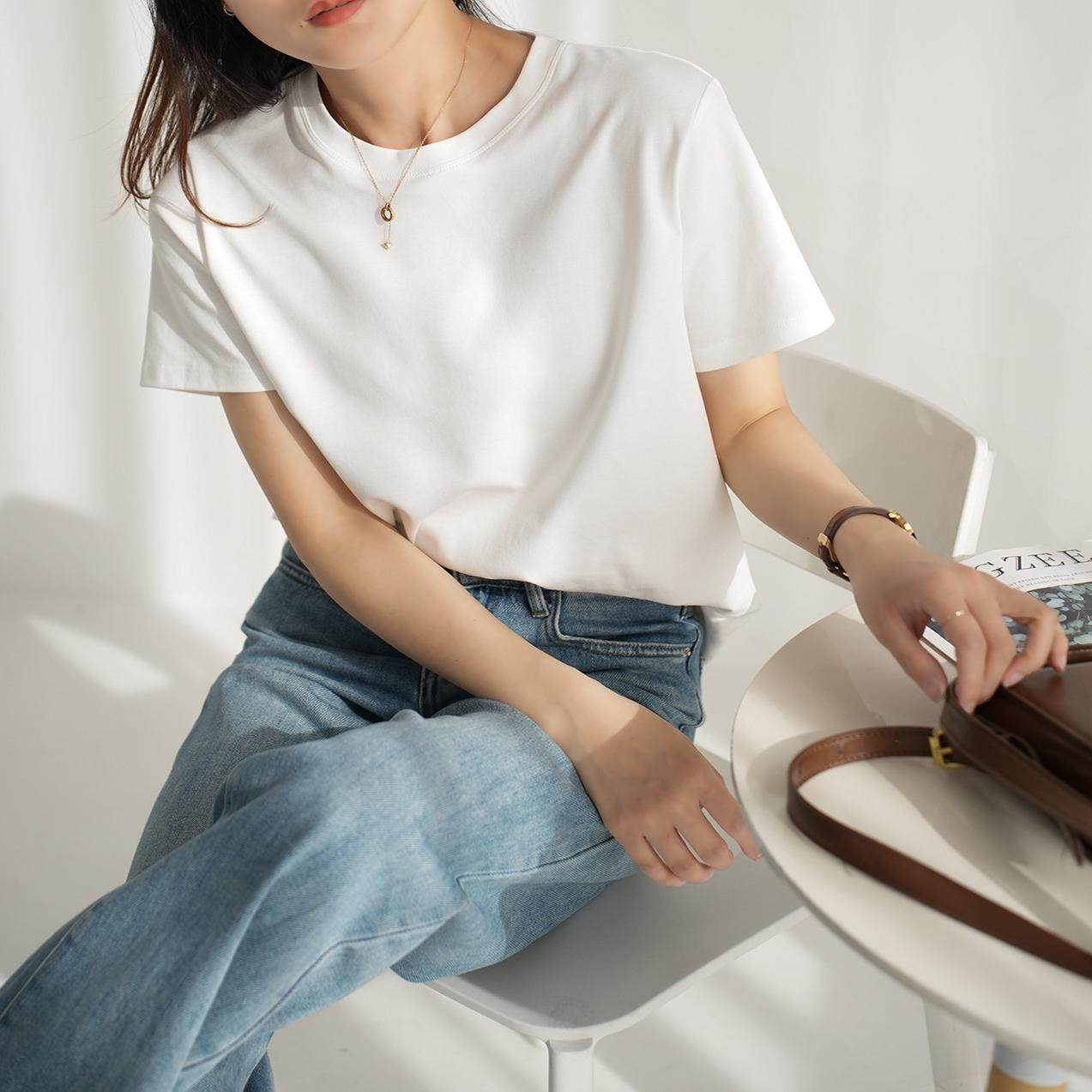 50支 精梳棉 女士圆领T恤 基础百搭短袖 夏款山东网店 女装