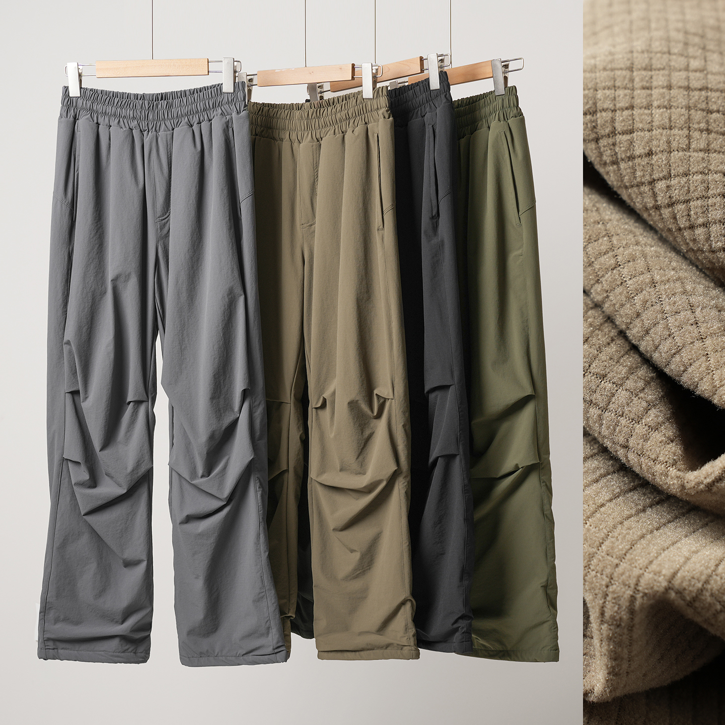 青少年可穿 男士大口袋捏折加绒伞兵裤 宽松休闲两穿运动长裤冬款